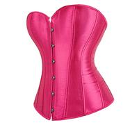 Hengzhifeng Les Corset Femme Satin Bustier Grande Taille Gothique (EU 44-46,Rouge Rose)