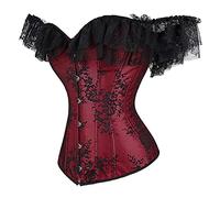Hengzhifeng Princess Corset Bustier Bretelle Femme Sexy Gothique (EU 38-40,Vin rouge)