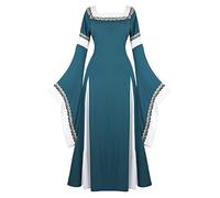 Hengzhifeng Robe Medievale Femme Soiree Costume Pirate Gothique Halloween Adulte (Medium, Vert Foncé)