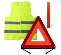 Henjunu 2in1 Triangle et Gilet Jaune pour Voiture, Pliable Gilet Triangle Voiture Kit,Triangle de Signalisation avec éTui de Rangement,Gilet Voiture,Securite Voiture Réfléchissant Kit, pour Voiture