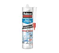 Henkel Rubson, Mastic Bain & Cuisine Silicone Évite Les Moisissures Blanc (cartouche de 280 ml) - Mastic sanitaire à base de silicone - Mastic étanche renforcé en antifongique