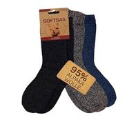 HENKi Lot de 3 paires de chaussettes en laine d'alpaga pour homme et femme - Chaudes, douillettes avec laine d'alpaga - Chaussettes en tricot pour temps froid, Noir/oréo/bleu, 39-42