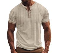 Henley T-shirt homme blanc signé surdimensionné col en V Chemise décontractée légère en coton et lin confortable pour homme Slim Fit drôles de sport haut à manches courtes blanc respirant T-shirt de