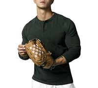 Henley T-Shirts pour Hommes Décontracté à Manches Longues Coupe régulière Douce et Confortable Color Gris foncé Size XL