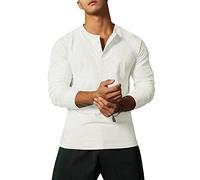 Henley T-Shirts pour Hommes Décontracté à Manches Longues Coupe régulière Douce et Confortable Color Blanc Size XXL