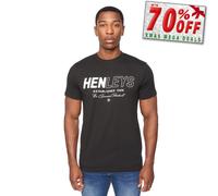 Henleys Melvern T-Shirt Noir Confortable Pour Hommes Casual Quotidien