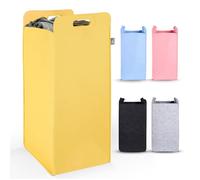 HENNEZ Paniers à linge en feutre épais 80L jaune - Corbeille à linge rectangle pliable robuste - Panier de linge sale - Bac à linge sale pliable avec poignées - Panière Panier à linge sale pliable