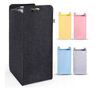 HENNEZ Paniers Linge Feutre 80L Gris foncé - Corbeille Linge robuste - Bac Linge pliable poignées - Panière