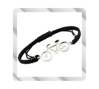 Henor Bracelet bicyclette cyclisme en macramé noir. Argent sterling S925 Finition naturelle et poli à la main. Longueur réglable de 16 cm à 25 cm. Fermeture à noeud coulissant PS3315937N