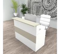 Henor Comptoir Cidacos. 140x60/75x110 cm. Bois avec Table intérieure. Idéal pour l’Accueil de Bureau. l’Attention. la Boutique. Le Commerce. Blanc Mat Chêne Stel