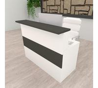 Henor Comptoir Cidacos. 140x60/75x110 cm. Bois avec Table intérieure. Idéal pour l’Accueil de Bureau. l’Attention. la Boutique. Le Commerce. Blanc Mat Graphite Mat