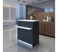 Henor Comptoir de Réception EGA. 62 x 50/65 x 102 cm. Meuble d'accueil pour Bureau, Boutique, Clinique ou Salon Graphite et Blanc