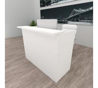 Henor Comptoir Ebro. 110x60/75x110 cm. Bois avec Table intérieure. Idéal pour l’Accueil de Bureau. l’Attention. la Boutique. Le Commerce. Blanc