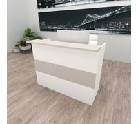 Henor Comptoir Ebro. 110x60/75x110 cm. Bois avec Table intérieure. Idéal pour l’Accueil de Bureau. l’Attention. la Boutique. Le Commerce. Blanc Mat Chêne Stel