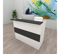 Henor Comptoir Ebro. 140x60/75x110 cm. Bois avec Table intérieure. Idéal pour l’Accueil de Bureau. l’Attention. la Boutique. Le Commerce. Blanc Mat Graphite Mat