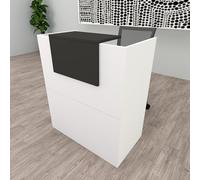 Henor Comptoir Oja. 80x50x107 cm. Bois avec Table intérieure. Idéal pour l’Accueil de Bureau. l’Attention. la Boutique. Le Commerce. Blanc Mat Graphite Mat