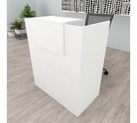 Henor Comptoir Oja. 90x50x107 cm. Bois avec Table intérieure. Idéal pour l’Accueil de Bureau. l’Attention. la Boutique. Le Commerce. Blanc Mat Ignifuge