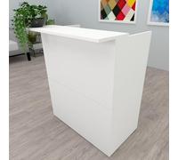 Henor Comptoir TIRÓN. 80x50/65x107 cm. Bois avec Table intérieure. Idéal pour l’Accueil de Bureau. l’Attention. la Boutique. Le Commerce. Blanc Mat