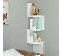 Henor, Étagère Murale d'angle Zig Zag en Bois FSC® Mod.26 3 Étagères. Coin spécial. 110x26x26cm. Blanc