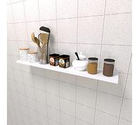 Henor Étagère Murale en Bois FSC® 120 x 20 x 2.5 cm. Charge Max. 25 kg. Support caché. Blanc