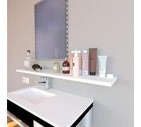 Henor étagère Murale en Bois 120 x 25 x 2.5 cm - Tablette Flottante réglable horizontalement, verticalement et en Inclinaison - Jusqu’à 20 kg - Blanc