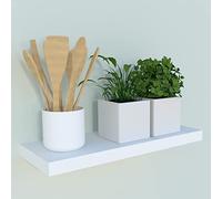 Henor Étagère Murale en Bois FSC® 40 x 25 x 2.5 cm. Charge Max. 20 kg. Support caché. Réglable horizontalement. Vertical et Inclinaison Blanc