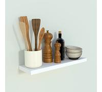 Henor Étagère Murale en Bois 50 x 15 x 2.5 cm Support caché. Réglable horizontalement. Vertical et Inclinaison. Charge Max. 30kg Blanc