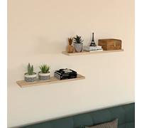 Henor Étagère Murale en Bois 80 x 15 x 3 cm. Charge 30 Kg. Support caché. Réglable horizontalement. Vertical et Inclinaison. Pin Naturel