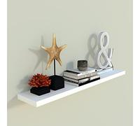 Henor Étagère Murale en Bois FSC® 80 x 15 x 2.5 cm Support caché. Réglable horizontalement. Vertical et Inclinaison. Charge Max. 30kg Blanc