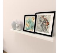 Henor Étagère Murale en Bois FSC® 90 x 15 x 2.5 cm Support caché. Réglable horizontalement. Vertical et Inclinaison. Charge Max. 30kg Blanc