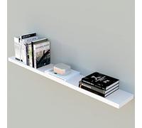 Henor Étagère Murale en Bois FSC® 100 x 25 x 2.5 cm. Charge Max. 20 kg. Support caché. Réglable horizontalement. Vertical et Inclinaison Blanc