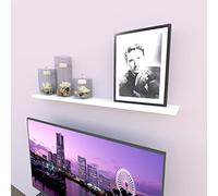 Henor Étagère Murale en Bois FSC® 120 x 15 x 2.5 cm Support caché. Réglable horizontalement. Vertical et Inclinaison. Charge Max. 30kg Blanc