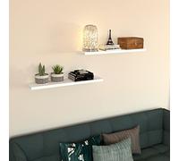 Henor Étagère Murale en Bois FSC® 80 x 25 x 2.5 cm. Charge Max. 20 kg. Support caché. Réglable horizontalement. Vertical et Inclinaison Blanc