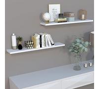 Henor Lot 2 unités Étagère Murale en Bois 100 x 20 x 2.5 cm. Charge Ma x 25 kg. Support caché. Blanc
