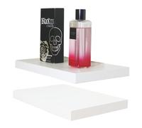 Henor Lot 2 unités Étagère Murale en Bois 30 x 20 x 2.5 cm. Charge Ma x 25 kg. Support caché. Blanc