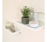 Henor Lot 2 unités Étagère Murale en Bois 50 x 20 x 2.5 cm. Charge Ma x 25 kg. Support caché. Blanc