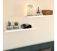 Henor Lot 2 unités Étagère Murale en Bois 80 x 20 x 2.5 cm. Charge Ma x 25 kg. Support caché. Blanc