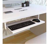 Henor Porte-Clavier Coulissant en Bois 68x31x9 cm sous Le Bureau Blanc | Libère de l’espace et range clavier, souris et accessoires sous le bureau pour travailler ou étudier.