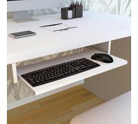 Henor Porte-Clavier Coulissant en Bois 70x31x11 cm sous Le Bureau Blanc | Libère de l’espace et range clavier, souris et accessoires sous le bureau pour travailler ou étudier.