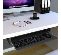 Henor Porte-Clavier Coulissant en Bois 70x31x11 cm sous Le Bureau Graphite | Libère de l’espace et range clavier, souris et accessoires sous le bureau pour travailler ou étudier.