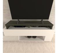 Henor Rehausse TV en Bois FSC® Double 140 x 35 x 15 cm Graphite Mat. Supporte +100 kg.