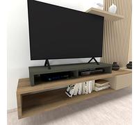 Henor Rehausse TV en Bois FSC® Double 120 x 35 x 15 cm Graphite Mat. Supporte +100 kg.
