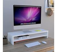 Henor Support Moniteur TV avec étagère intermédiaire en Bois FSC® 82 x 26.5 x 16 cm. Supporte 50 Kg. Blanc