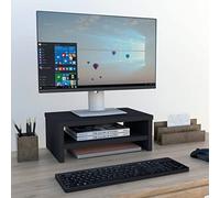 Henor Support Moniteur TV avec étagère intermédiaire en Bois FSC® 42 x 26.5 x 16 cm. Supporte 50 Kg. Graphite