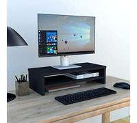 Henor Support Moniteur TV avec étagère intermédiaire en Bois FSC® 62 x 26.5 x 16 cm. Supporte 50 Kg. Graphite