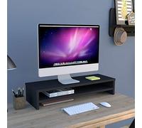 Henor Support Moniteur TV avec étagère intermédiaire en Bois FSC® 82 x 26.5 x 16 cm. Supporte 50 Kg. Graphite