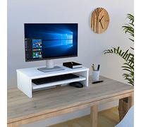 Henor Support Moniteur TV avec Plateau Amovible en Bois 62 x 32 x 18 cm. Supporte 50 Kg. Blanc