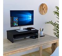 Henor Support Moniteur TV avec Plateau Amovible en Bois FSC® 62 x 32 x 18 cm. Supporte 50 Kg. Graphite