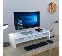 Henor Support Moniteur TV avec Plateau Amovible en Bois 82 x 32 x 18 cm. Supporte 50 Kg. Blanc