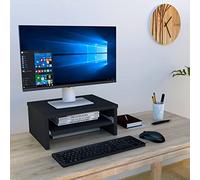 Henor Support Moniteur TV avec Plateau Amovible en Bois FSC® 42 x 32 x 18 cm. Supporte 50 Kg. Graphite